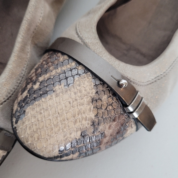 AGL Monika Snakeskin Cap Toe Soft Metallic Leather Ballet Flat - Size 11 / 41 - Picture 8 of 16